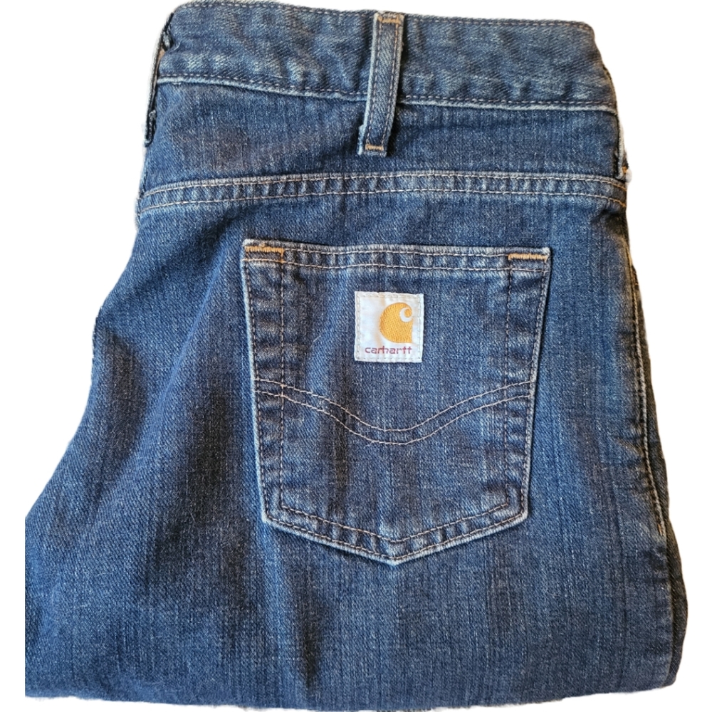 Carhartt Wmns Flannel Lined Relaxed Fit Work Jean sz6x32 (Prpl/Pink Plaid Lined)